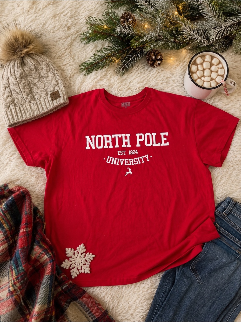 North Pole University Red Graphic Tee
